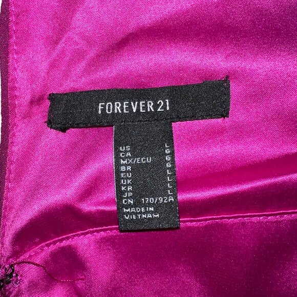 Forever 21 Vibrant Pink Ruched Dress Size L - Picture 6 of 9